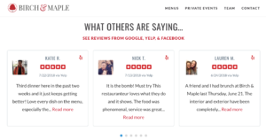 Birch and Maple Reviews section