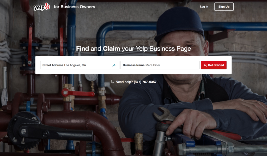 Yelp for Business Owners Home Page