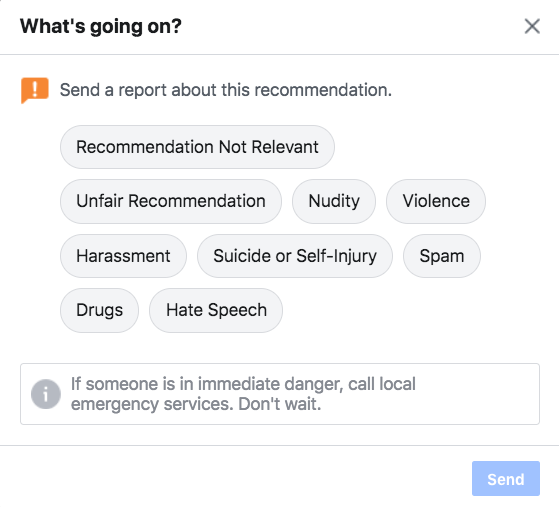 options for reporting a recommendation