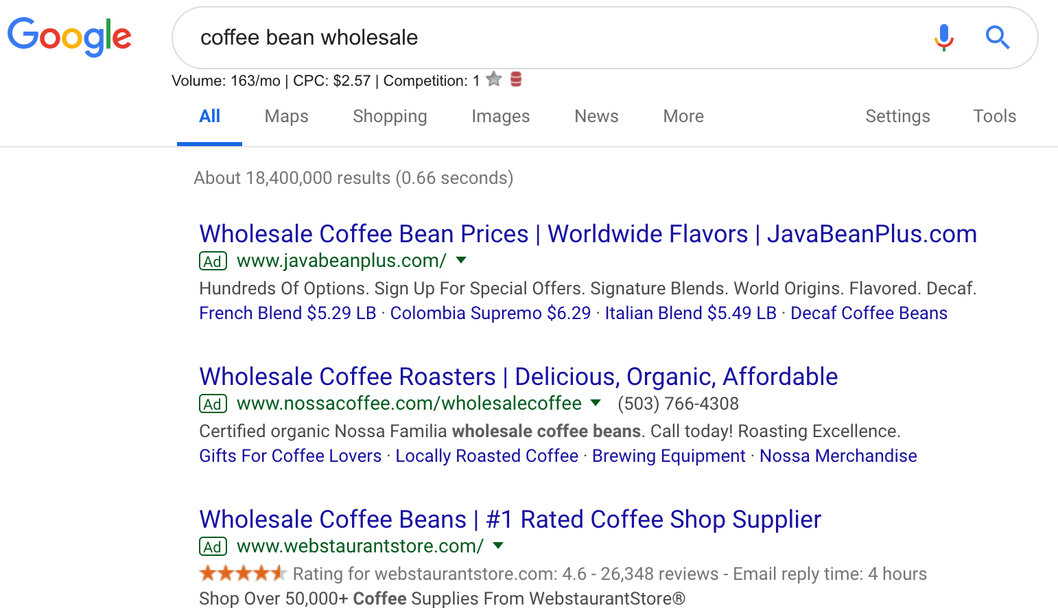 COFFEE BEAN WHOLESALE SEARCH RESULTS