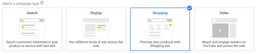 Google Adwords ad type choices