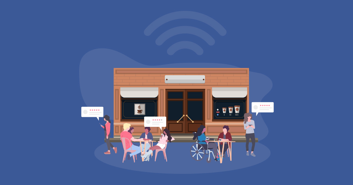 WiFi Marketing depicted as a wifi cafe.