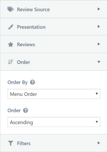 The WP Business Reviews Collections Order Setting