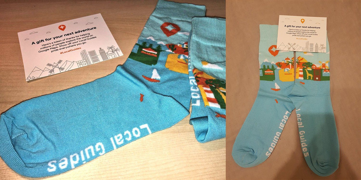 Google Local guide socks are sent to Local Guides when they reach a certain level. 