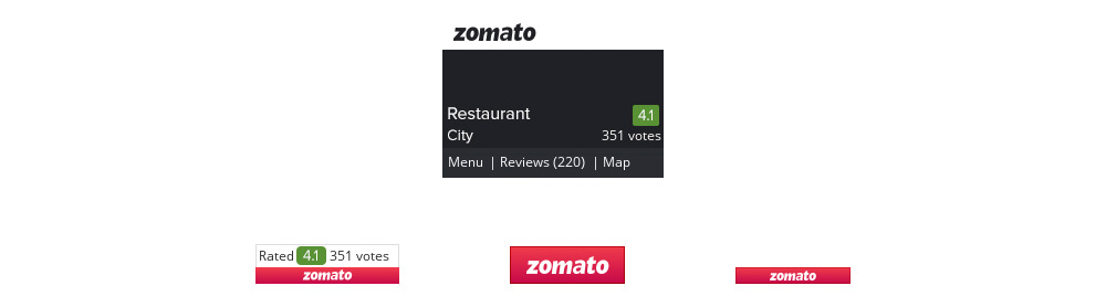 Zomato provides four different widgets for bloggers to embed on a food blog. 