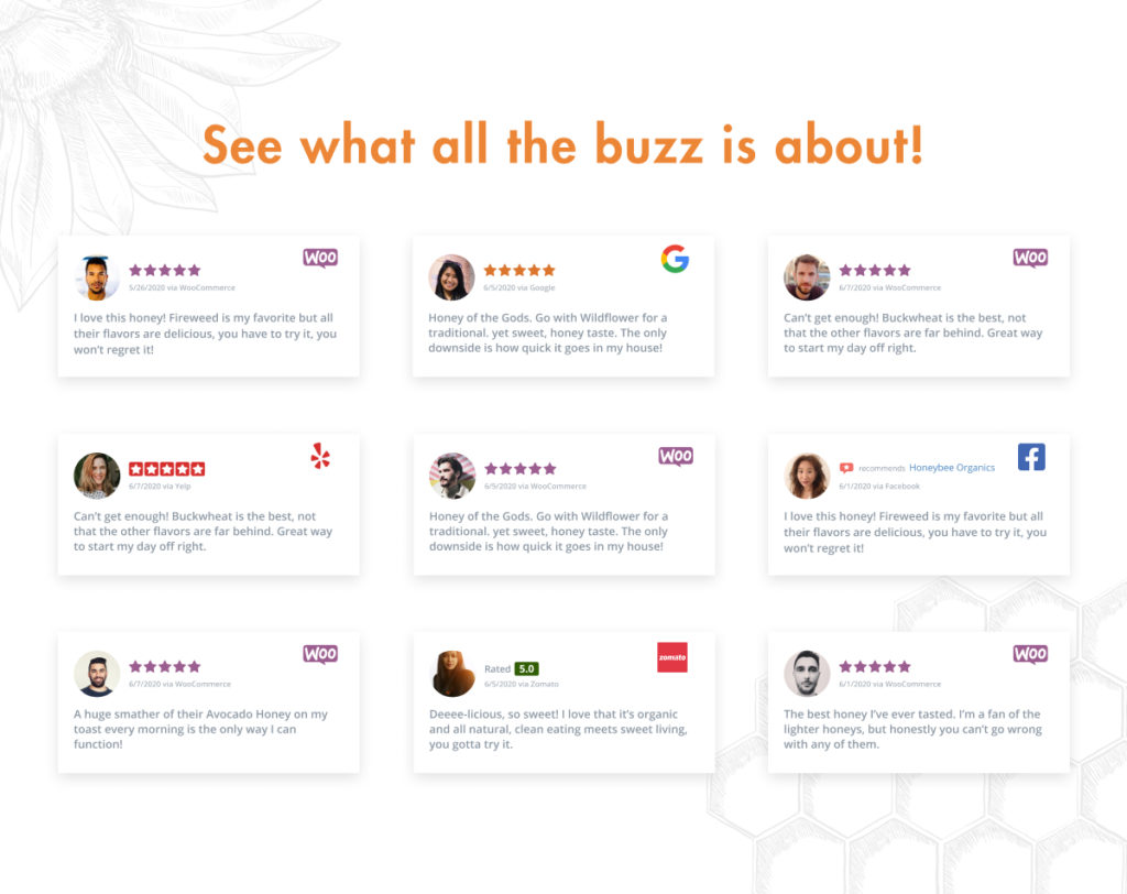 Mix and match WooCommerce product reviews with Facebook Recommendations, Zomato, Yelp, and Google Reviews.