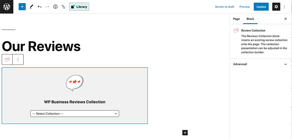 selecting the collection using the dropdown